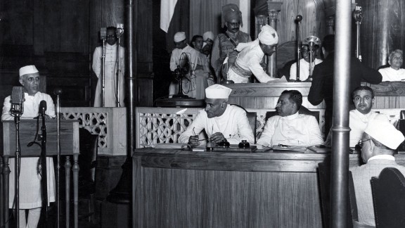 Nehru delivers his famous 