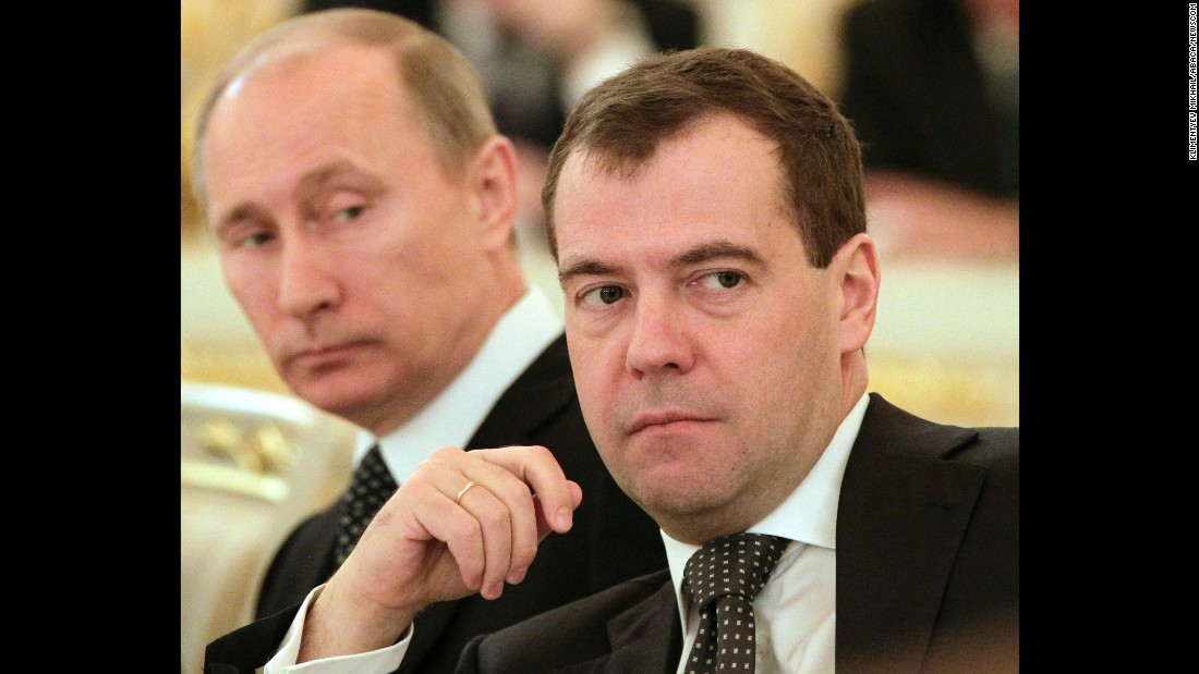Putin and Medvedev attend a session of the State Council in Moscow in December 2011. A few months later, Putin was re-elected president and Medvedev became his prime minister.