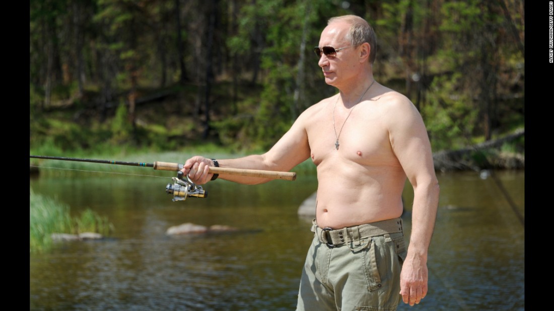 Putin fishes in Russia&#39;s Tuva region during a vacation in July 2013. For years, Putin has cultivated a populist image in the Russian media.