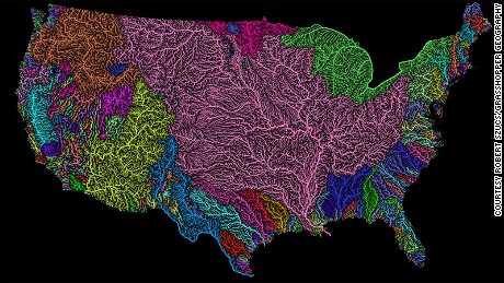 Digital river maps transform waterways into colorful art
