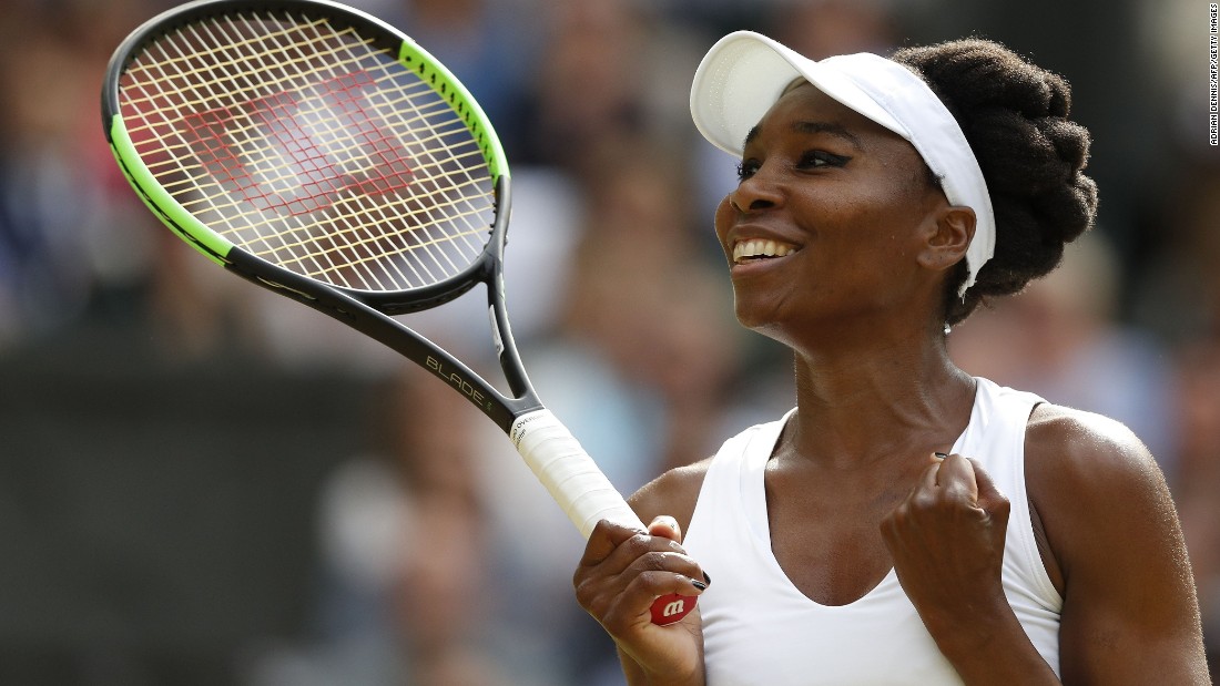 Williams celebrates her semifinal win at Wimbledon on Thursday, July 13. The 37-year-old American, who has won seven Grand Slam singles titles, was the oldest player to make the Wimbledon final since Martina Navratilova in 1994.