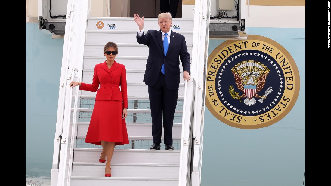The Trumps arrive at Paris&#39; Orly Airport in July. They were invited by French President Emmanuel Macron to attend the country&#39;s Bastille Day celebrations.
