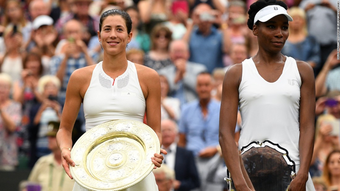 Garbine Muguruza, left, celebrates her Wimbledon victory after beating Venus Williams 7-5, 6-0 in the final on Saturday, July 15. This was the second Grand Slam final of the season for Williams, who was beaten by her sister, Serena, in the Australian Open final in January.