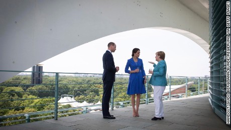 Merkel meets William and Catherine at the Federal Chancellery.