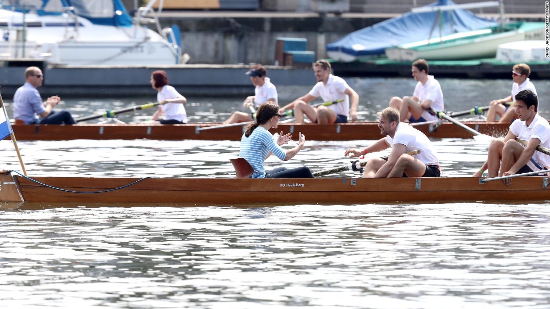 William and Kate participate in a friendly rowing race on July 20, in Heidelberg.