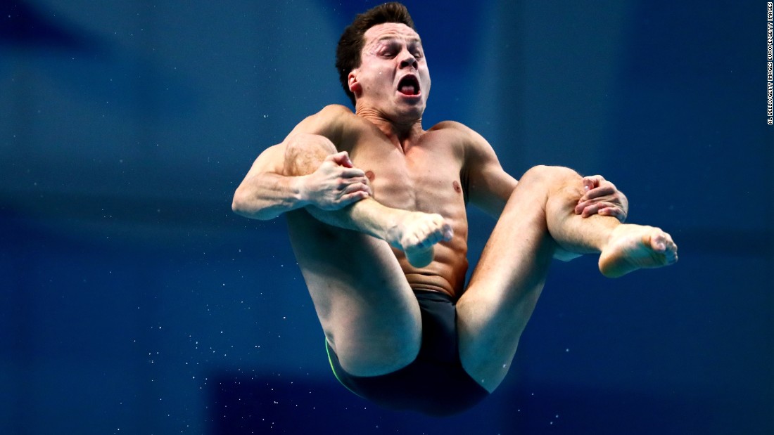 Diving was one of the first disciplines to get underway. Here, Patrick Hausding of Germany competes in the men&#39;s 1M springboard final. He finished fourth, just missing out on a medal.