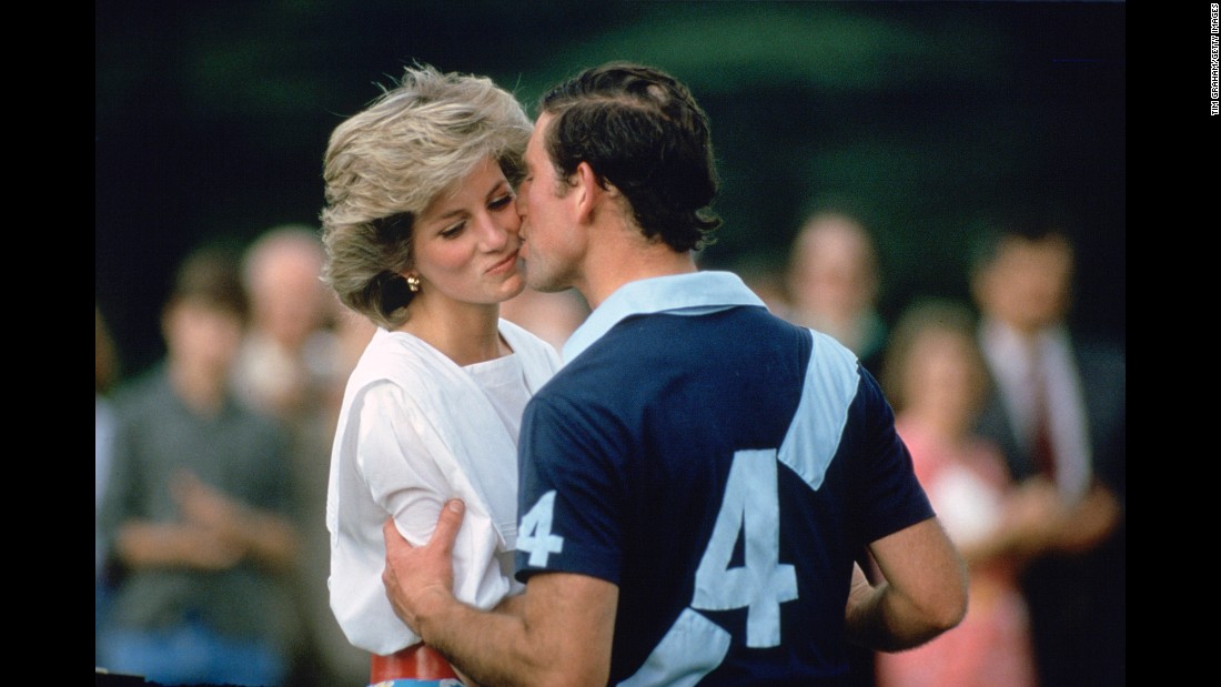 Charles kisses his wife after a polo match in Cirencester, England, in June 1985.