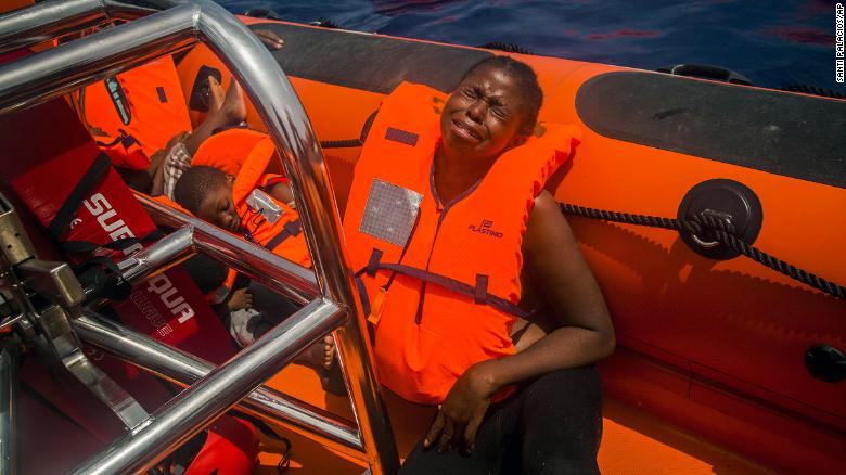 A woman cries &lt;a href=&quot;http://www.cnn.com/2017/07/26/europe/migrant-crisis-mediterranean/index.html&quot; target=&quot;_blank&quot;&gt;after being rescued&lt;/a&gt; in the Mediterranean Sea about 15 miles north of Sabratha, Libya, on July 25, 2017. More than 6,600 migrants and refugees entered Europe by sea in January 2018, &lt;a href=&quot;https://www.iom.int/news/90-migrants-reportedly-drown-bodies-wash-libyan-shores&quot; target=&quot;_blank&quot;&gt;according to the UN migration agency&lt;/a&gt;, and more than  240 people died on the Mediterranean Sea during that month.