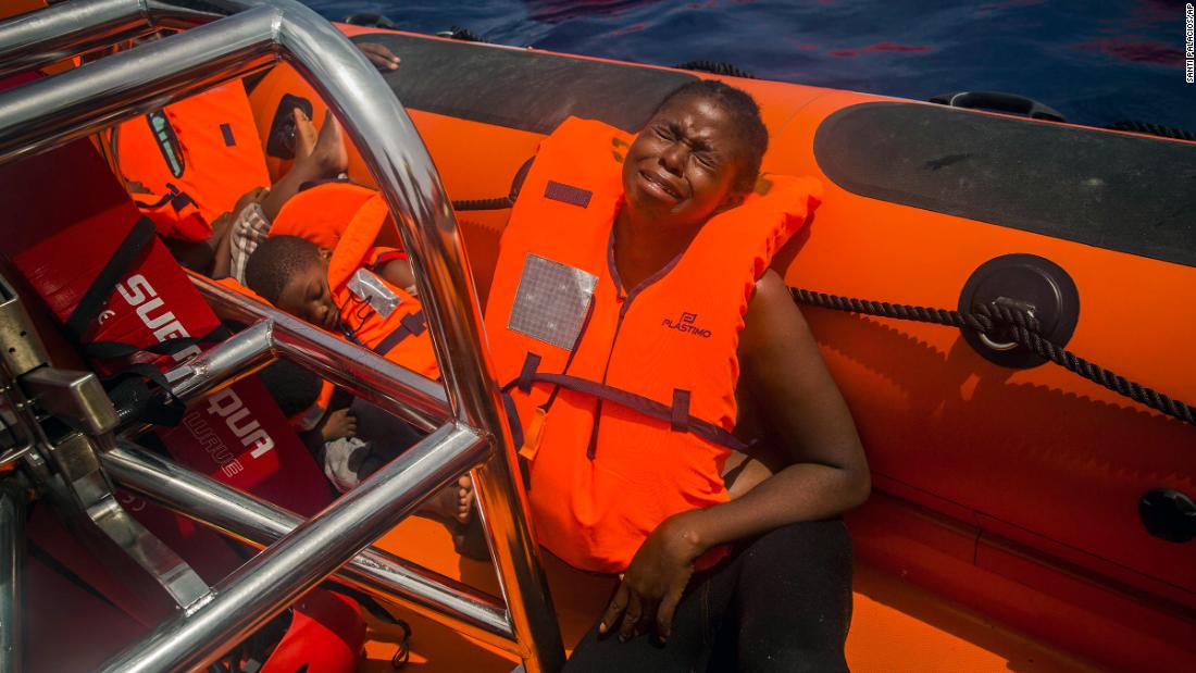 A woman cries &lt;a href=&quot;http://www.cnn.com/2017/07/26/europe/migrant-crisis-mediterranean/index.html&quot; target=&quot;_blank&quot;&gt;after being rescued&lt;/a&gt; in the Mediterranean Sea about 15 miles north of Sabratha, Libya, on July 25, 2017. More than 6,600 migrants and refugees entered Europe by sea in January 2018, &lt;a href=&quot;https://www.iom.int/news/90-migrants-reportedly-drown-bodies-wash-libyan-shores&quot; target=&quot;_blank&quot;&gt;according to the UN migration agency&lt;/a&gt;, and more than  240 people died on the Mediterranean Sea during that month.
