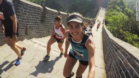 Raquel Holgado is all smiles during the 2017 Great Wall Marathon