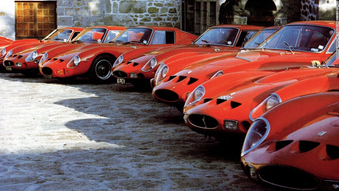 The 1962 Ferrari 250-GTO is most expensive car ever sold at auction, having fetched over $38,000,000. Here a selection of the highly coveted vehicles gather on the model&#39;s 20th Anniversary at the Pierre Bardinon estate in France. 