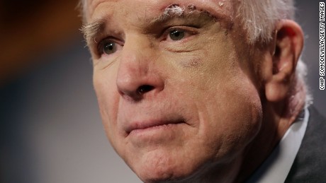 WASHINGTON, DC - JULY 27: Sen. John McCain (R-AZ) holds a news conference with fellow GOP senators to say they would not support a &#39;Skinny Repeal&#39; of health care at the U.S. Capitol July 27, 2017 in Washington, DC. The Republican senators said they would not support any legislation to repeal and replace Obamacare unless it was guaranteed to go to conference with the House of Representatives. (Photo by Chip Somodevilla/Getty Images)