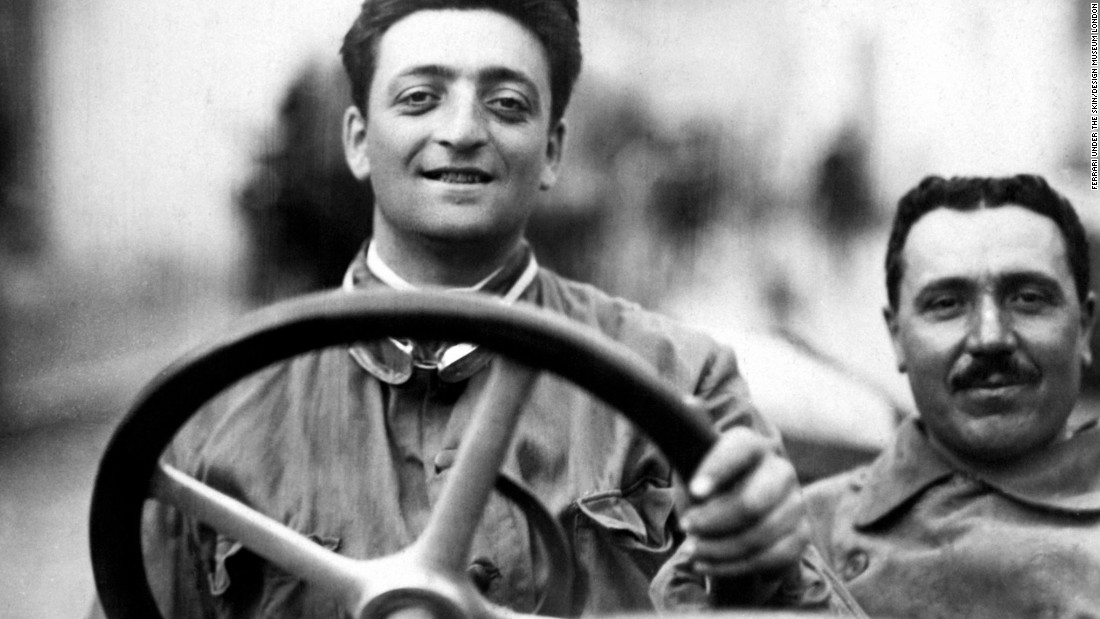 Born in 1898 on the outskirts of Modena -- known for &quot;fast cars and slow food&quot; -- the company&#39;s founder Enzo Ferrari devoted his entire life to the pursuit of speed. The Italian is pictured here as a young man sitting in an Alfa Romeo 40-60 HP Racing Type.