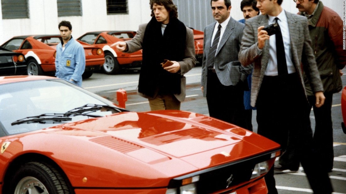 Rolling Stones frontman Mick Jagger, pictured picking up his Ferrari GTO at the factory, was another that added to the magnetism of the brand. 