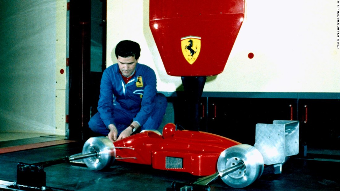 Ferrari tested new designs using 1/3 scale models -- on show at the exhibition. 