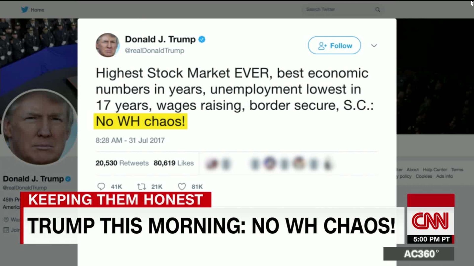 Cooper Calls Out Trump's 'No WH Chaos!' Claim - CNN Video