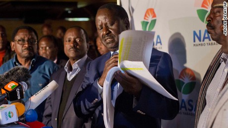 Odinga said Wednesday that hackers had infiltrated the database of the country&#39;s election commission and manipulated the results. 