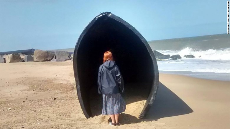 Giant pipes wash ashore on UK beach