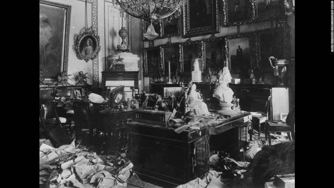 A room in the Czar&#39;s Winter Palace after being ransacked by Bolshevik troops during the Russian Revolution.