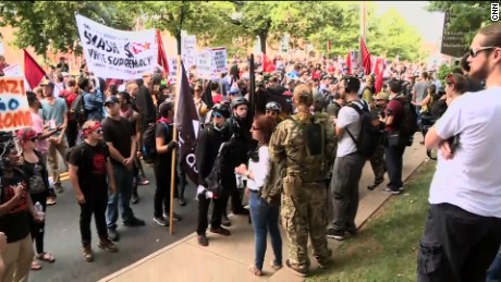 Counterprotesters gather Saturday morning in Charlottesville, Virginia, ahead of a &quot;Unite the Right&quot; rally.