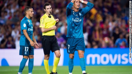 Ronaldo was red carded during a Spanish Super Cup clash between Real Madrid and Barcelona