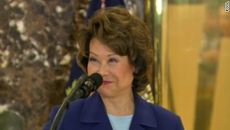 Transportation Secretary Elaine Chao is seen at Trump Tower in August 2017. 