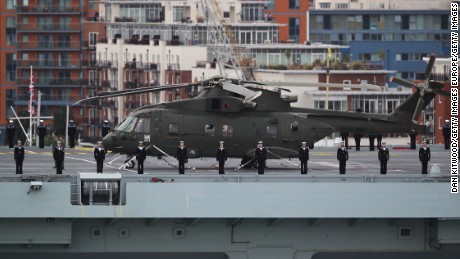 Each of the two aircraft lifts on HMS Queen Elizabeth can move two fighter jets from the hangar to the flight deck in 60 seconds.