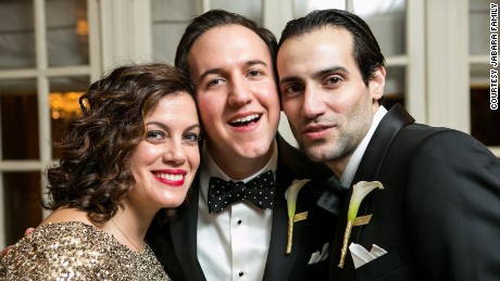 Vicky Jabara with her brothers Rami, center, and Khalid at Rami's wedding.