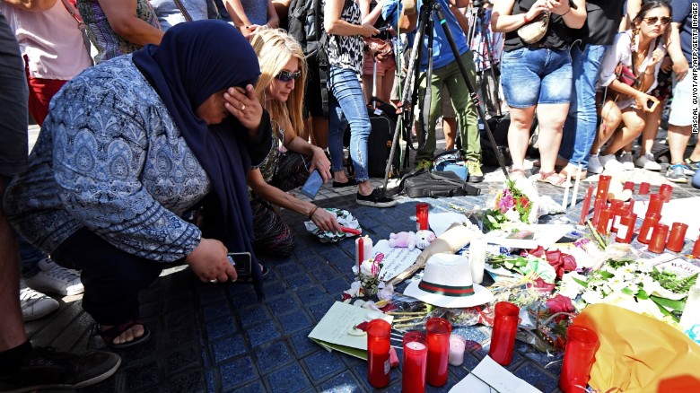 Barcelona attack: Flowers, candles and tears