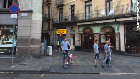 Visitors to Barcelona on Friday, near the scene of the Las Ramblas attack on Thursday afternoon.