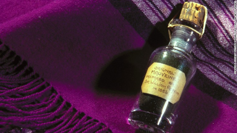 In 1856, an 18-year-old by the name of &lt;a href=&quot;https://cnn.com/style/article/perkin-mauve-purple/index.html&quot;&gt;William Henry Perkin&lt;/a&gt; was tasked with finding a cheap way to produce quinine by his chemistry teacher. Quinine was used at the time to treat malaria, but Perkin&#39;s creation, made from coal tar, did no such thing. What he&#39;d made was a black goo, that when washed away left a vivid purple color. It transferred to cloth well, and costly and often messy natural dyes were supplanted by this happy accident. Perkin named it &quot;Tyrian purple&quot; before later settling for mauve.