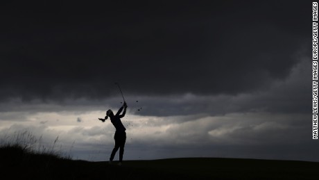 KINGSBARNS, SCOTLAND - AUGUST 04: Gaby Lopez of Mexico hits her second shot on the 4th hole during the second round of the Ricoh Women's British Open at Kingsbarns Golf Links on August 4, 2017 in Kingsbarns, Scotland.  (Photo by Matthew Lewis/Getty Images)