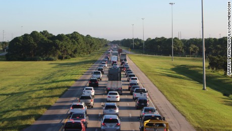  Evacuations cause gridlock on September 7, as residents of Port St. Lucie, Florida prepare for Hurricane Irma to hit the region. 