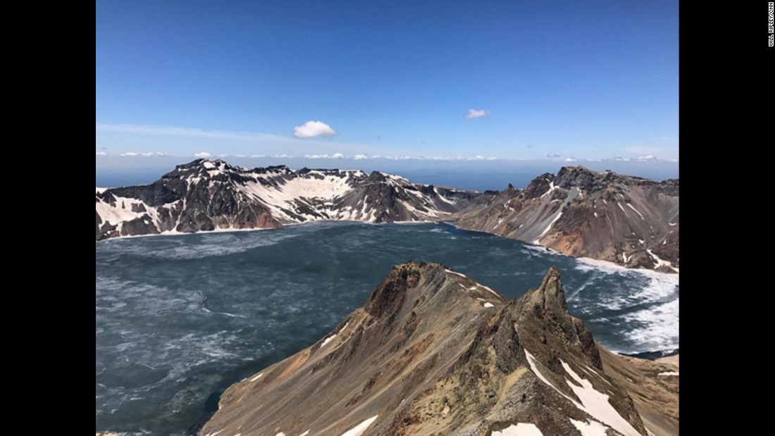 The view from the top of Mt Paektu on September 3, a sacred site to North Koreans close to the border with China. First time CNN has ever been allowed here.