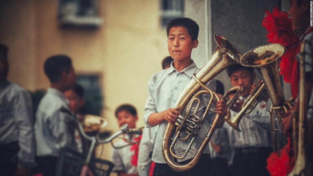 A young North Korean musician in the border town of Kaesong, taken on September 4. Music is a huge part of life in North Korea.