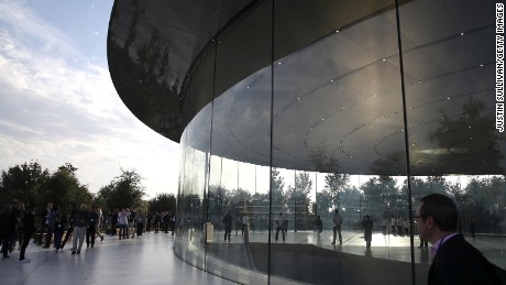 A view of the Steve Jobs Theatre at Apple Park on September 12 in Cupertino, California. Apple is holding their first special event at the new Apple Park campus where they are expected to unveil a new iPhone.  