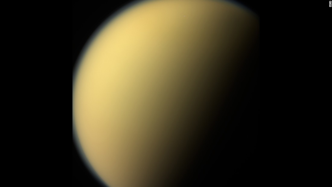 This image of Saturn&#39;s moon, Titan, was among the last obtained by Cassini&#39;s narrow-angle camera on September 13, 2017. The images were taken two days before Cassini plunged into Saturn&#39;s atmosphere.