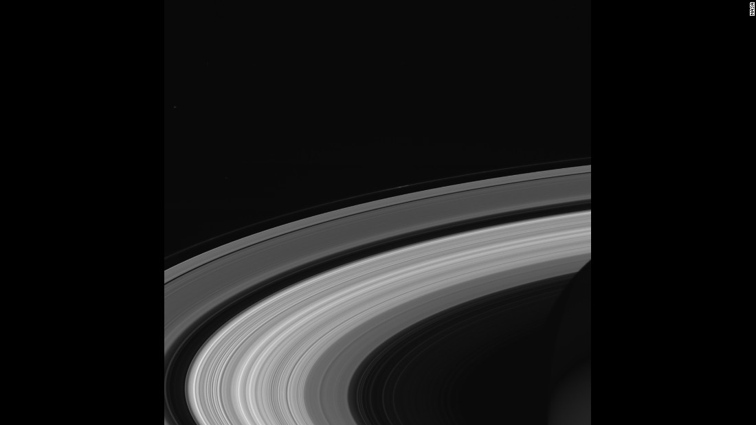Cassini took this final image of Saturn&#39;s rings on September 13, 2017 while the spacecraft was 684,000 miles (1.1 million kilometers) away from the planet.