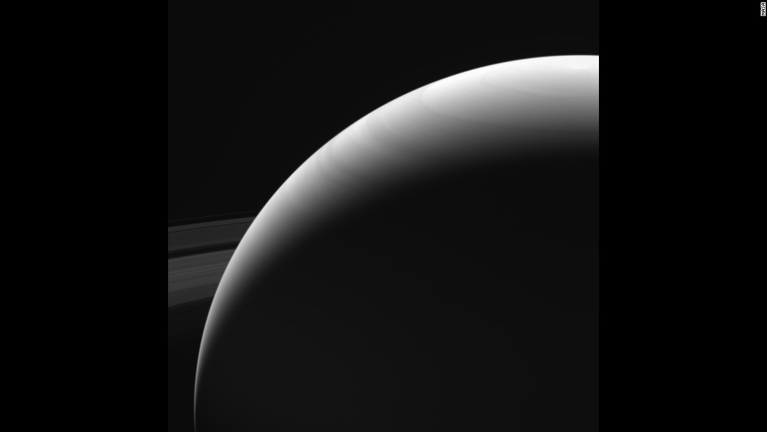 Cassini captured this image of Saturn&#39;s northern hemisphere on September 13, 2017. It is among the last images Cassini sent back to Earth.