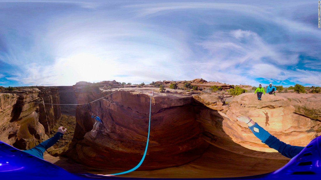 The adventurous can get a glimpse into what it&#39;s like to cross a canyon hundreds of feet above the ground (here seen in the Utah deserts) with Discover VR&#39;s &quot;&lt;a href=&quot;http://www.discoveryvr.com/watch/gillette-slackline/details&quot; target=&quot;_blank&quot;&gt;Walk the Tight Rope.&lt;/a&gt;&quot;&lt;br /&gt;