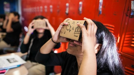 Images provided by Google which shows the VR application Google Expedition used in education.