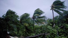 A picture taken on September 19, 2017 shows the powerful winds and rains of hurricane Maria battering the city of Petit-Bourg on the French overseas Caribbean island of Guadeloupe.
Hurricane Maria strengthened into a &quot;potentially catastrophic&quot; Category Five storm as it barrelled into eastern Caribbean islands still reeling from Irma, forcing residents to evacuate in powerful winds and lashing rain. / AFP PHOTO / Cedrik-Isham Calvados / 
        (Photo credit should read CEDRIK-ISHAM CALVADOS/AFP/Getty Images)