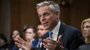 Jon Huntsman testifies before the US Senate Foreign Relations Committee on his nomination to be ambassador to Russia on Capitol Hill in Washington, DC, on September 19, 2017.  (NICHOLAS KAMM/AFP/Getty Images)