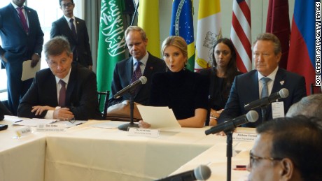 Ivanka Trump (C) addresses the event &quot;A Call to Action to End Forced Labour, Modern Slavery and Human Trafficking&quot; on September 19, 2017 at the United Nations in New York.  / AFP PHOTO / DON EMMERT        (Photo credit should read DON EMMERT/AFP/Getty Images)