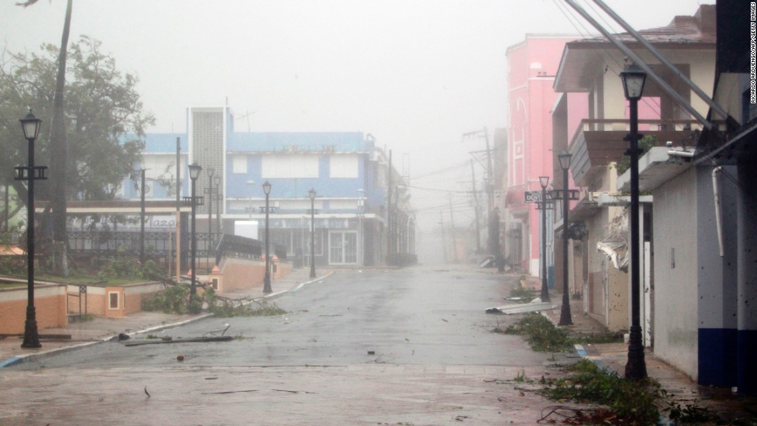 Debris is strewn across a Fajardo street on September 20. 