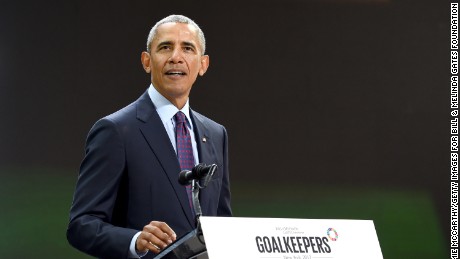 President Barack Obama speaks at Goalkeepers 2017, at Jazz at Lincoln Center on September 20, 2017 in New York City. 