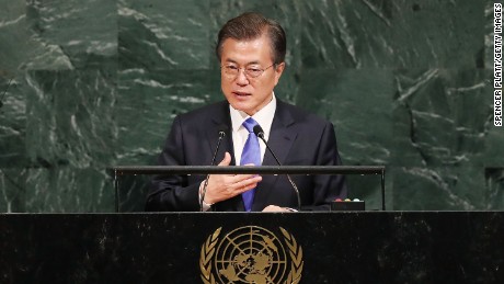 South Korea&#39;s Moon urges North to give up nuclear weapons