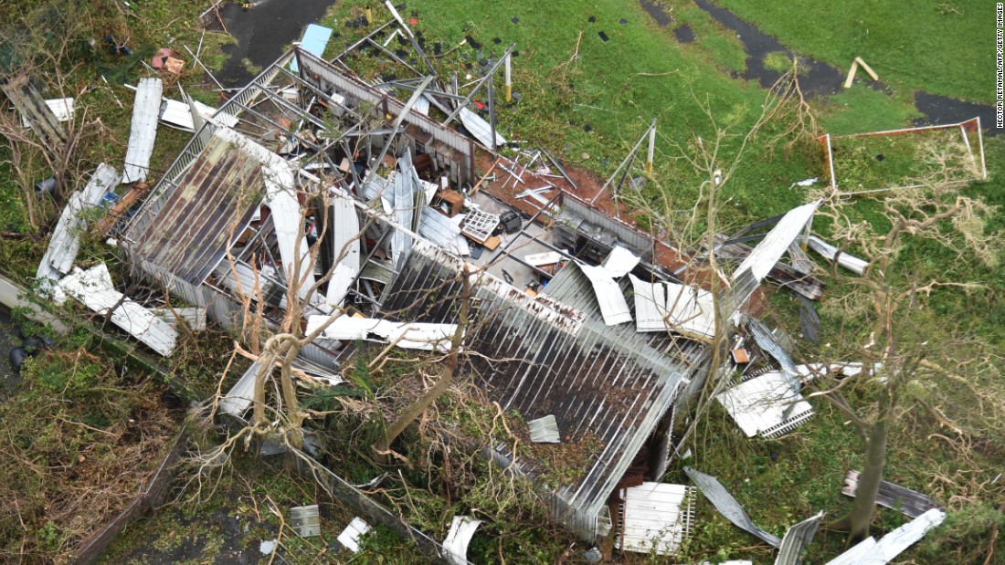 A shack is destroyed in San Juan on September 21.