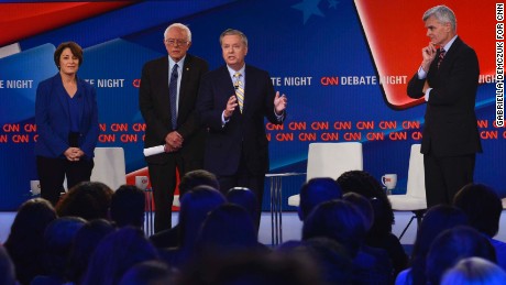 9/25/17, CNN, Washington, D.C. 

Sens. Bill Cassidy (R-La.), Lindsey Graham (R-S.C.), Amy Klobuchar (D-Minn.), and Bernie Sanders (I-Vt.) speak at a CNN townhall debate on healthcare at the CNN headquarters in Washington, D.C. on Sept. 25, 2017. 

Gabriella Demczuk / CNN