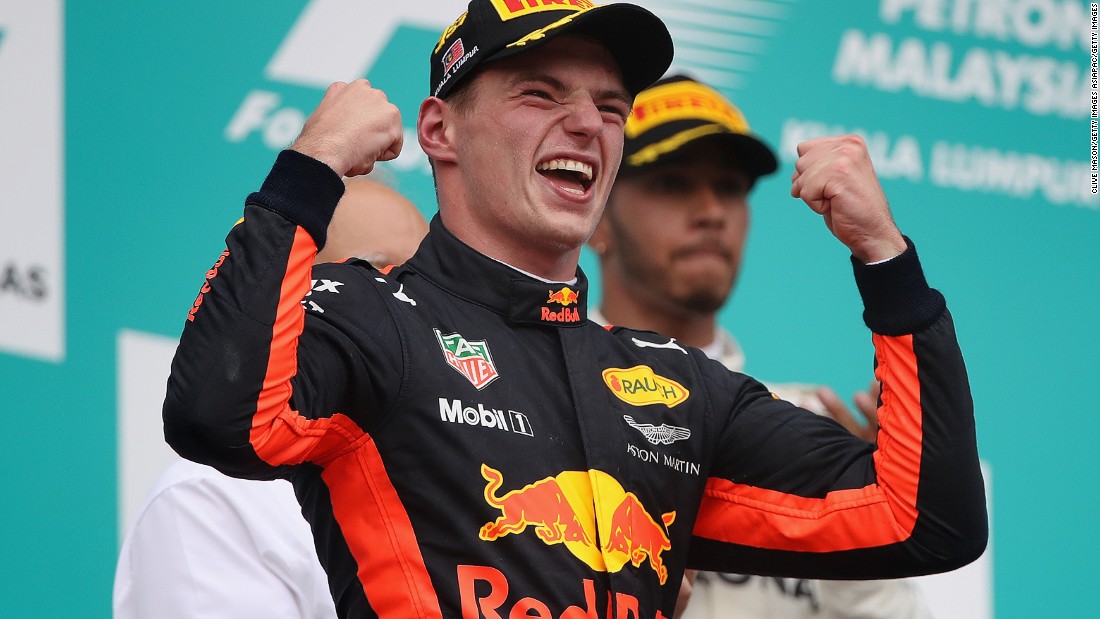 Max Verstappen celebrates after a superb victory at the Malaysian Grand Prix. The Red Bull driver had endured a miserable run of luck in 2017 with seven retirements in the 14 previous grands prix.  But any disappointment was banished in Malaysia as he sped to a second career F1 win. The Dutchman, who turned 20 on September 30, was already the &lt;a href=&quot;http://edition.cnn.com/2016/05/15/motorsport/spanish-grand-prix-max-verstappen-lewis-hamilton-nico-rosberg/index.html&quot;&gt;youngest-ever F1 race winner&lt;/a&gt;. With victory in Malaysia he is now the second youngest winner too.     &lt;br /&gt;&lt;br /&gt;Lewis Hamilton was a distant second to Verstappen with Daniel Ricciardo finishing third. Sebastian Vettel crossed the line in fourth after starting in last place, which all means that Hamilton extends his championship lead over Vettel to 34 points.  &lt;br /&gt;&lt;br /&gt;&lt;br /&gt;&lt;strong&gt;Drivers&#39; title race after round 15&lt;/strong&gt;&lt;br /&gt;Hamilton 281 points&lt;br /&gt;Vettel 247 points&lt;br /&gt;Bottas 222 points